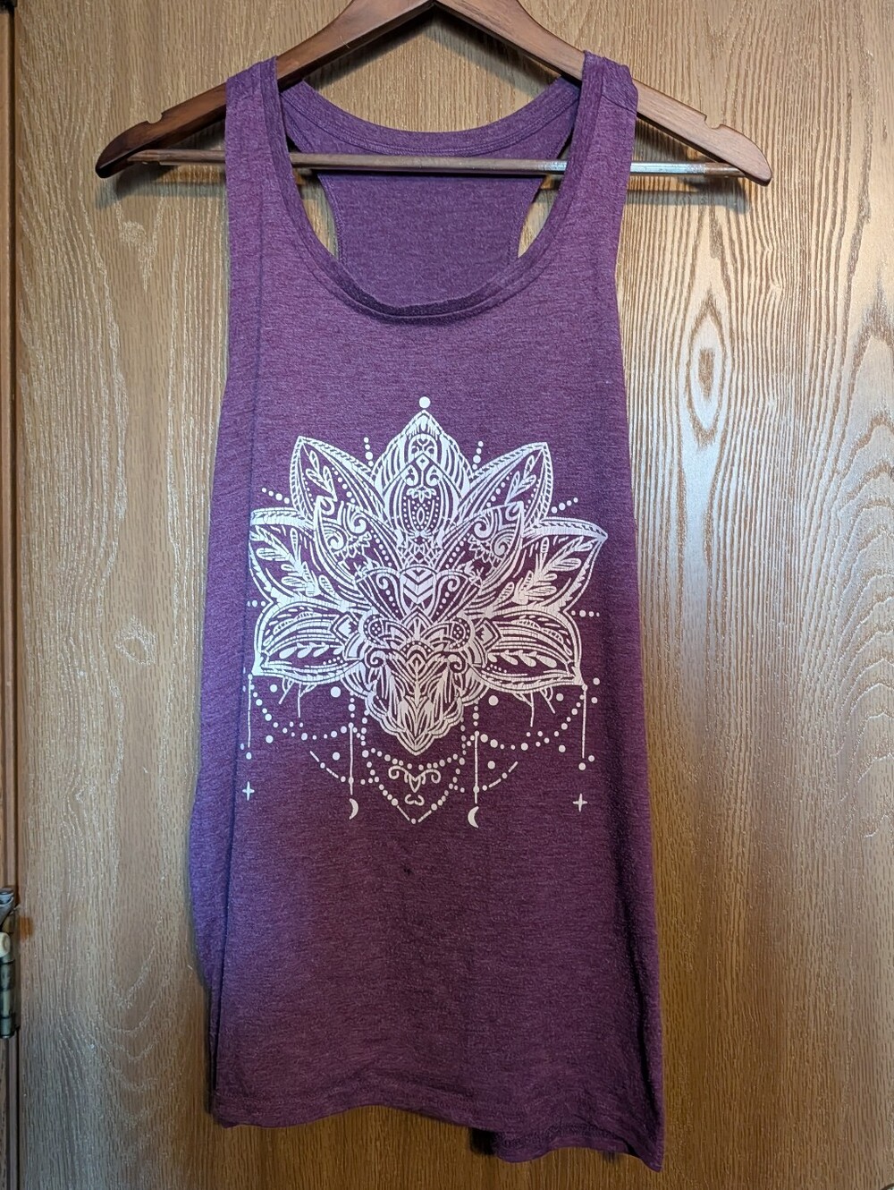 Purple Racerback Tank with White Mandala Graphic